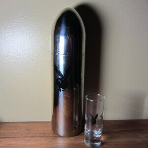 playboy stainless steel pocket rocket shaped martini shaker & shot glass (H140)